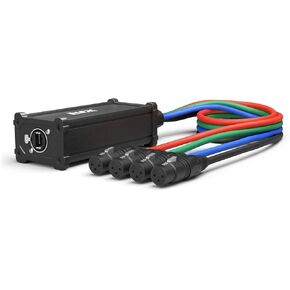 LyxPro 4 Channel Dual Input 3-Pin Multi-Network XLR/TRS Cable Breakout for Stage Sound, Lighting, and Recording Studio - Female to RJ45 Ethercon – Ideal for Sound, Lighting Setup, Ground Lift
