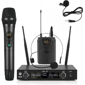 Wireless Microphone, UHF Handheld Cordless Dynamic Mic System, Clear Sound Quality, 260 ft Reception Range, for Karaoke Singing, Wedding, DJ, Party, Speech, Church, Class