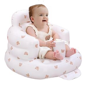 GDXIEDING Baby Inflatable Seat for Babies 3-36 Months, Inflatable Baby Chair, Baby Floor Seats for Sitting Up, Baby Support Seat, Built in Air Pump Baby Shower Chair Floor Seater (Bear)