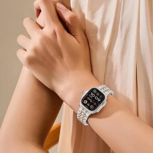 سوار صلب من الفولاذ المقاوم للصدأ متوافق مع ساعة Apple 49 مم 46 مم 45 مم 44 مم 42 مم 41 مم 40 مم 38 مم، حزام معدني لسلسلة iWatch Series Ultra/Ultra2/10/9/8/7/6/5/4/3/2/1 SE للنساء والرجال in Saudi Arabia