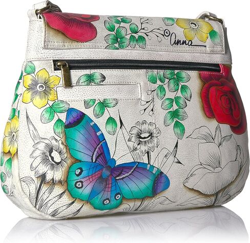 Anna by Anuschka womens Anna Anuschka,handpainted Leather Flap Hobo,vintage Garden Shoulder Handbag, Vintage Garden, One Size US in Kuwait
