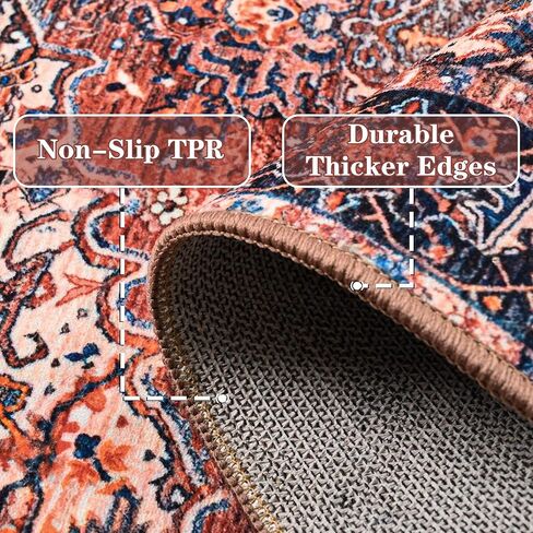 ISEAU Indoor Entryway 2x3 Vintage Rug - Small Machine Washable Area Rug with Non-Slip Backing, Low Pile Throw Rugs for Door, Entrance, Kids Room, Bedside, Bedroom, Kitchen in Kuwait