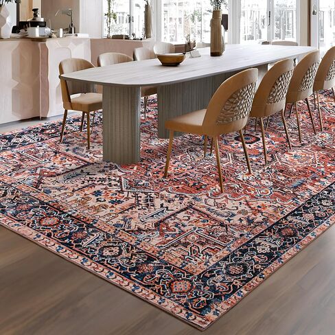 ISEAU Indoor Entryway 2x3 Vintage Rug - Small Machine Washable Area Rug with Non-Slip Backing, Low Pile Throw Rugs for Door, Entrance, Kids Room, Bedside, Bedroom, Kitchen in Kuwait