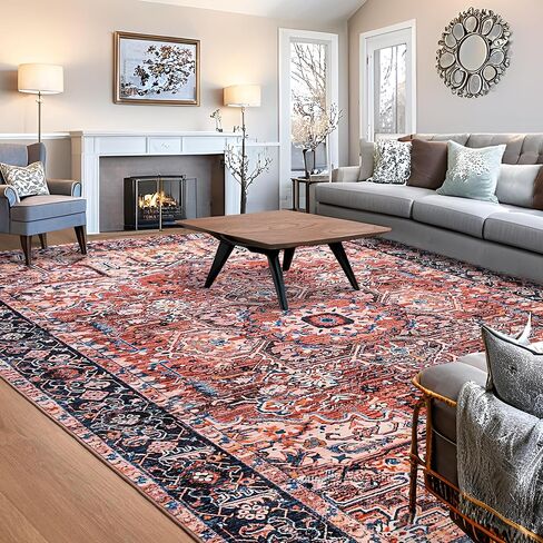 ISEAU Indoor Entryway 2x3 Vintage Rug - Small Machine Washable Area Rug with Non-Slip Backing, Low Pile Throw Rugs for Door, Entrance, Kids Room, Bedside, Bedroom, Kitchen in Kuwait