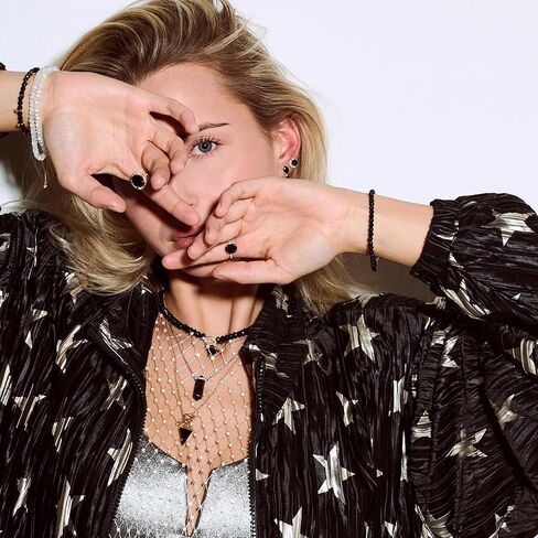 Moon Magic Moonstone Bracelet for Women | Black Obsidian, Rose Quartz Bracelet/Real 925 Sterling Silver | 18k Rose & Yellow Gold Rainbow Genuine Moonstone Jewelry for women | June Birthstone Bracelet in Kuwait