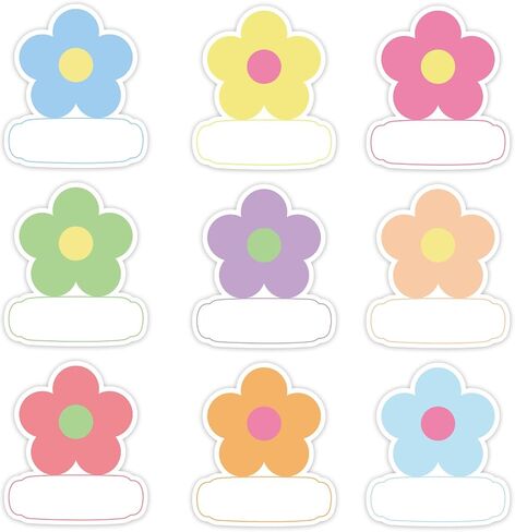 Whaline 180Pcs Retro Groovy Name Tag Stickers Boho Hippie Daisy Flower Nameplate Stickers Classroom Bulletin Board Decoration Label Stickers for Office School Desk Wall Decor in Saudi Arabia