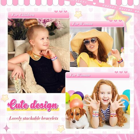 100 Pcs Preppy Heishi Surfer Bracelets Set Colorful Beaded Stretch Bracelets Clay Bracelets for Women Teens in Kuwait