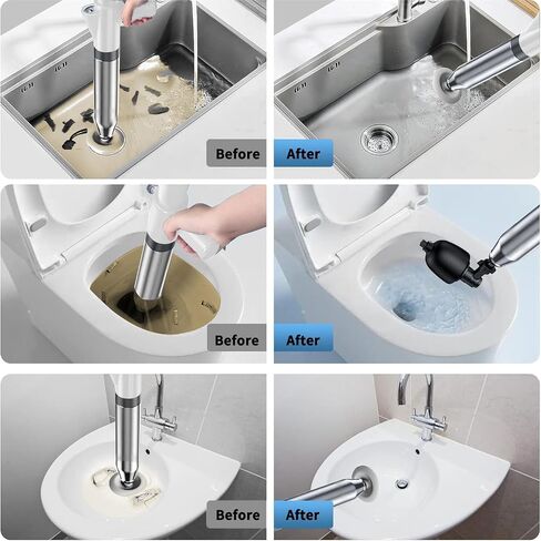 Toilet Plunger Air Drain Blaster: Power Air Plunger for Toilet,Speetop High Pressure Drain Plumb Plunger Gun with 3 Pcs Toilet Drain Snake Clog Remover, Sink Plunger for Toilets,Kitchens,Bathrooms in Saudi Arabia