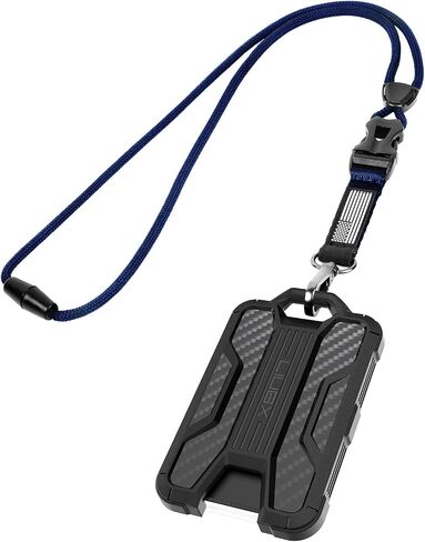 LIUGX Badge Holder with Heavy Duty Breakaway Lanyard, Carbon Fiber-Texture, Durable ID Card Holder (Holds 4 Cards) with Quick Release Detachable Buckle, Metal Clip, American Flag in Saudi Arabia