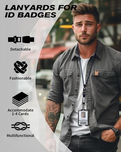 LIUGX Badge Holder with Heavy Duty Breakaway Lanyard, Carbon Fiber-Texture, Durable ID Card Holder (Holds 4 Cards) with Quick Release Detachable Buckle, Metal Clip, American Flag in Saudi Arabia