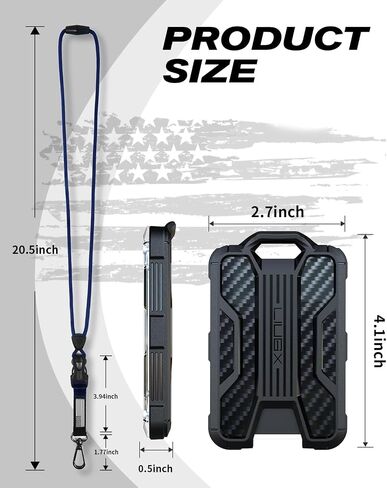 LIUGX Badge Holder with Heavy Duty Breakaway Lanyard, Carbon Fiber-Texture, Durable ID Card Holder (Holds 4 Cards) with Quick Release Detachable Buckle, Metal Clip, American Flag in Saudi Arabia