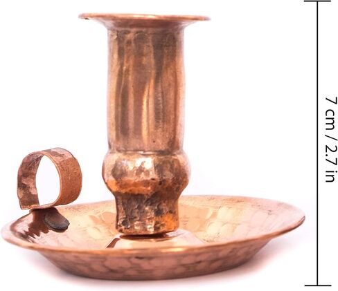 SPIRITUOPOLIS Pure Copper Handmade Candle Holder - Vintage Boho Candle Holders with Handle - Decorative Pillar Candle Holder for Home Decor - Hammered Rustic Candle Holder for Special Events - 1 Piece in Saudi Arabia