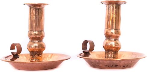 SPIRITUOPOLIS Pure Copper Handmade Candle Holder - Vintage Boho Candle Holders with Handle - Decorative Pillar Candle Holder for Home Decor - Hammered Rustic Candle Holder for Special Events - 1 Piece in Saudi Arabia