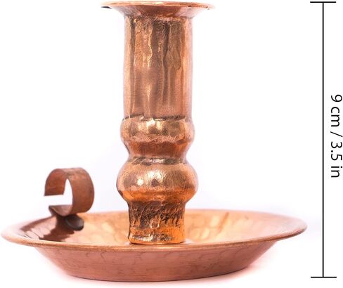 SPIRITUOPOLIS Pure Copper Handmade Candle Holder - Vintage Boho Candle Holders with Handle - Decorative Pillar Candle Holder for Home Decor - Hammered Rustic Candle Holder for Special Events - 1 Piece in Saudi Arabia