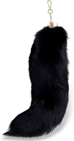 Huge Real Fox Tail Fluffy Fur Keychain Cosplay Tails Charm Accessories Handbag Tassel Ring Key Chain (gold in Saudi Arabia