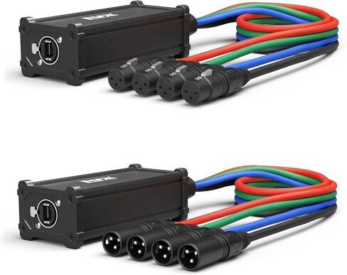 LyxPro 4 Channel Dual Input 3-Pin Multi-Network XLR/TRS Cable Breakout for Stage Sound, Lighting, and Recording Studio - Female to RJ45 Ethercon – Ideal for Sound, Lighting Setup, Ground Lift in Saudi Arabia