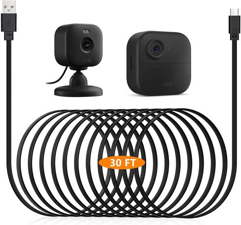 كابل تمديد طاقة بطول 50 قدم متوافق مع Blink Mini 2 وBlink Mini وBlink Outdoor 4 كاميرات - سلك شحن Micro USB بطول 15 مترًا مع محول USB C مقاوم للماء 30 سم وشاحن سريع 18 وات، أبيض in Kuwait