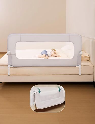 BABELIO Bed Rail for Toddlers, 43" Wide Swing Down & Adjustable Height Toddler Bed Rails, Baby Bed Rail Guard for Kids/Elderly/Adults, Baby Side Rails for Twin/Full/Queen/King Size Bed in Saudi Arabia