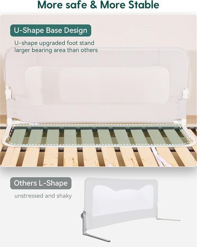 BABELIO Bed Rail for Toddlers, 43" Wide Swing Down & Adjustable Height Toddler Bed Rails, Baby Bed Rail Guard for Kids/Elderly/Adults, Baby Side Rails for Twin/Full/Queen/King Size Bed in Saudi Arabia