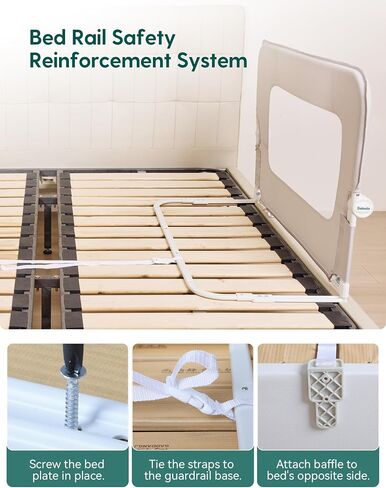 BABELIO Bed Rail for Toddlers, 43" Wide Swing Down & Adjustable Height Toddler Bed Rails, Baby Bed Rail Guard for Kids/Elderly/Adults, Baby Side Rails for Twin/Full/Queen/King Size Bed in Saudi Arabia