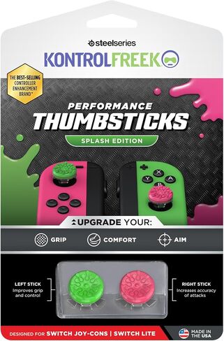 KontrolFreek Splash Performance Thumbsticks for Nintendo Switch Joy-Con Controller | Concave | Blue/Red in Kuwait