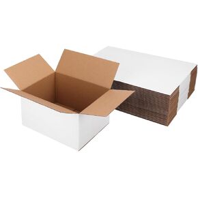 Hoikwo 8x8x8 Shipping Boxes Set of 25, White Corrugated Cardboard Box for Small Business for Packaging Mailing