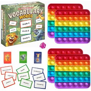 Vocabulary Words Flash Card Game, Grade 4-6 Ages 8-12, Develop Communication and Reading Comprehension Skills, Bubble Mats, Learning Guide & Workbook Included