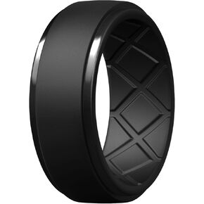 Egnaro Silicone Ring for Men 1/4/7 Multicolored Rubber Wedding Bands, Breathable Pattern for Gym Workout, 8.5 mm Wide and 2.5 mm Thick