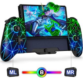 Mocagen Switch Controllers for Nintendo Switch/OLED Games Handheld Mode, Wireless Swtich Pro Controllers with Hall Effect Joystick & Trigger/Programming/Big Grip/RGB/Turbo