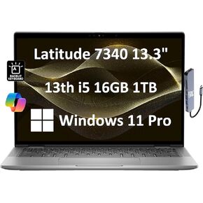 Dell Latitude 7340 7000 Business Laptop (13.3" FHD+, Intel 10-Core i5-1345U (> i7-1255U), 16GB LPDDR5, 512GB SSD), Backlit, 3-Year WRT, 2 x Thunderbolt 4, FHD Webcam, IST Hub, Win 11 Pro w/AI Copilot