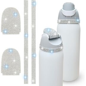 Decorations Charms Compatible With Owala FreeSip Water Bottle 24oz 32oz 40oz Accessories, Bling Rhinestone Stickers for Owala Water Bottle - 2set