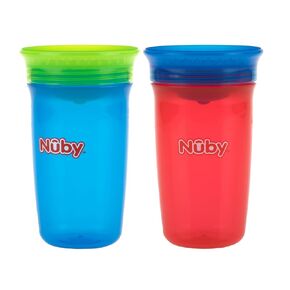 Nuby 360 Wonder Active Sipeez No Spill Sippy Cups – 10oz, 2 Pack for Toddlers & 1-Year-Olds, Neutral