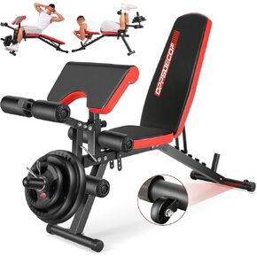 OPPSDECOR Multi-Functional Weight Bench,Hyper Back Extension, Roman Chair, Ab Sit up Bench for Full Body Workout, 900LBS Workout Bench 2 Resistance Bands, Adjustable Bench Press for Home Gym Equipment