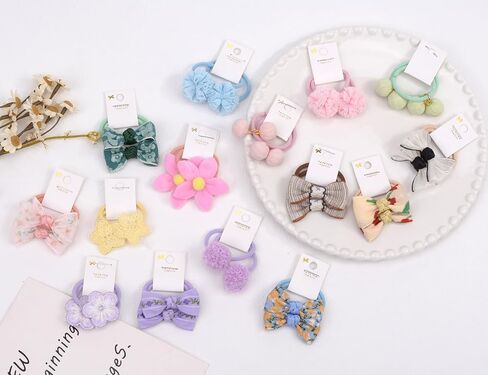 Baby Hair Ties with Bows for Toddler - 1.2 Inch Elastic Ponytail Holders Small Hair Ties For Baby Girls Infants Hair Accessories 30 Pieces in Saudi Arabia