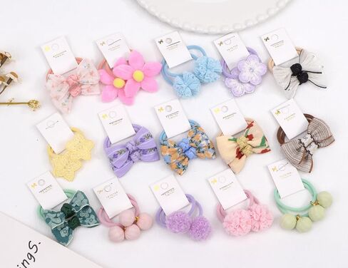 Baby Hair Ties with Bows for Toddler - 1.2 Inch Elastic Ponytail Holders Small Hair Ties For Baby Girls Infants Hair Accessories 30 Pieces in Saudi Arabia