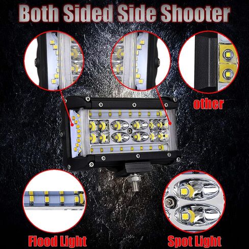 LED Pod Lights, Muto-Beam 4 inch Dually Sided Side Shooter Quad Row LED Fog Lights LED Spot Flood Combo Lights Bar Waterproof Off Road Lighst LED Work Lights for Truck UTV ATV SUV Boat, 3 Year Warrant in Saudi Arabia