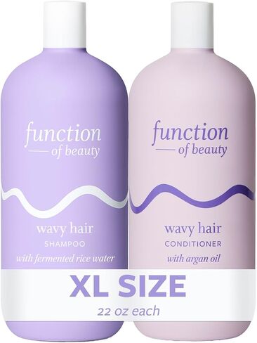 Function of Beauty Customizable Shampoo & Conditioner for Wavy Hair, 22 oz Each - Sulfate-Free, With Fermented Rice Water to Strengthen & Argan Oil to Enhance Glossiness & Natural Shine in Saudi Arabia