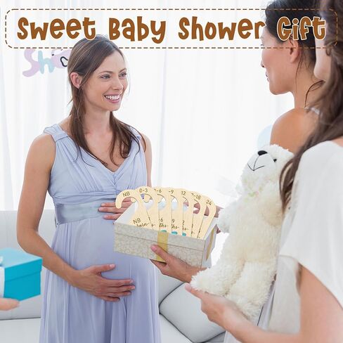 R HORSE Wooden Baby Closet Dividers - 8Pcs Double-Sided 3D Pink Bow Baby Closet Organizer Newborn Clothes Size Hanger Dividers Nursery Decor Baby Shower Birthday Gift for Boy Girl (0-24 Months) in Saudi Arabia