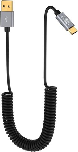 CableCreation، كابل ملفوف 5 أقدام، كابل USB C 3A شحن سريع ملفوف USB C إلى USB C مع غلاف ألومنيوم ممتاز ممتد من 1.5 إلى 5 أقدام لجهاز MacBook Pro Air، Galaxy S21 S20 S10 إلخ in Kuwait