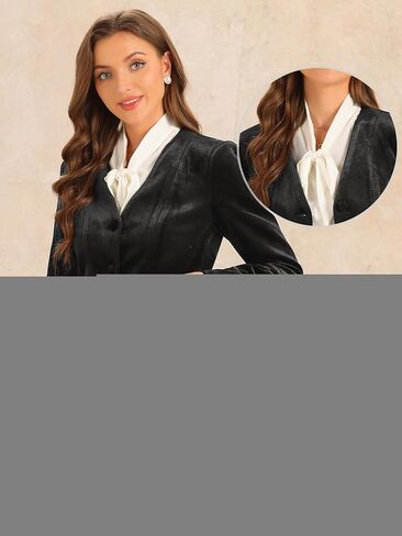 Allegra K Velvet Blazers for Women Long Sleeves Shoulder Pads Pockets 3 Buttons Casual Velvet Blazer Jackets in Saudi Arabia