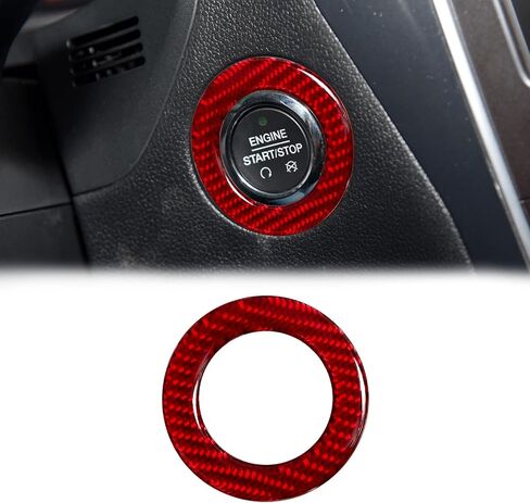 SUNJIKA Compatible with 1PCS Carbon Fiber Engine Start Stop Button Cover Trim Ignition Key Ring Decal Sticker Accessories for Ford Explorer 2013 2014 2015 2016 2017 2018 (Black) in Kuwait