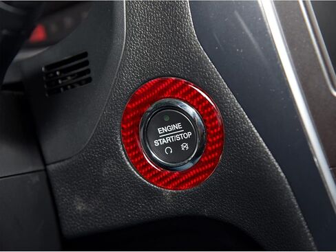 SUNJIKA Compatible with 1PCS Carbon Fiber Engine Start Stop Button Cover Trim Ignition Key Ring Decal Sticker Accessories for Ford Explorer 2013 2014 2015 2016 2017 2018 (Black) in Kuwait