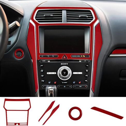 SUNJIKA Compatible with 1PCS Carbon Fiber Engine Start Stop Button Cover Trim Ignition Key Ring Decal Sticker Accessories for Ford Explorer 2013 2014 2015 2016 2017 2018 (Black) in Kuwait