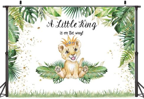 Hilioens 7×5ft Lion Baby Shower Backdrop A Little King is On The Way Background Safari Baby Boy Lion Baby Shower Party Cake Table Decoration Banner Photo Booth Props in Kuwait
