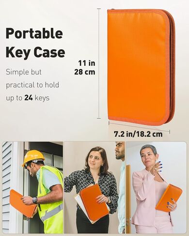 Uniclife Portable Zippered Key Case Waterproof and Fireproof Key Organizer with 12 Colorful Key Tags and Hooks Key Storage Book for Offices Real Estate Agencies Hotels and Rental Management in Saudi Arabia