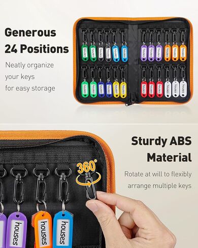Uniclife Portable Zippered Key Case Waterproof and Fireproof Key Organizer with 12 Colorful Key Tags and Hooks Key Storage Book for Offices Real Estate Agencies Hotels and Rental Management in Saudi Arabia