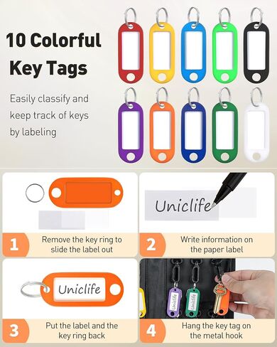 Uniclife Portable Zippered Key Case Waterproof and Fireproof Key Organizer with 12 Colorful Key Tags and Hooks Key Storage Book for Offices Real Estate Agencies Hotels and Rental Management in Saudi Arabia