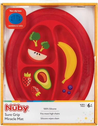 لوحة Nuby Sure Grip Miracle Mat المكونة من قسمين - لوحة شفط للأطفال الصغار - 6 أشهر فما فوق - أكوا in Kuwait