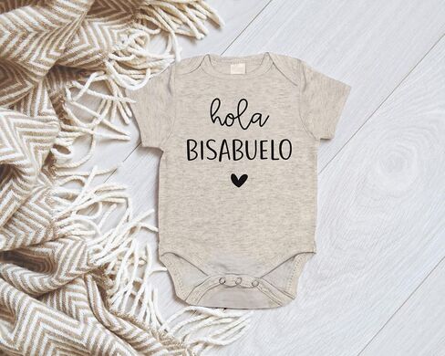 Hola Bis Abuelo إعلان الحمل الرضع ارتداءها للجد العظيم | هدية بيسابويلو واي بيسبويلا (أبيض) in Kuwait