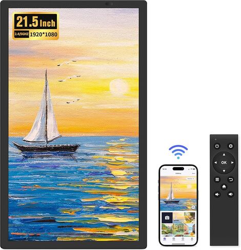 Uhale 2 Pack 15.6" Digital Picture Frame 64GB Storage 1920x1080 IPS FHD WiFi Electronic Photo Frame with Remote Control Support SD Card/USB Drive Share Photos/Videos Anywhere (No Touchscreen) in Saudi Arabia